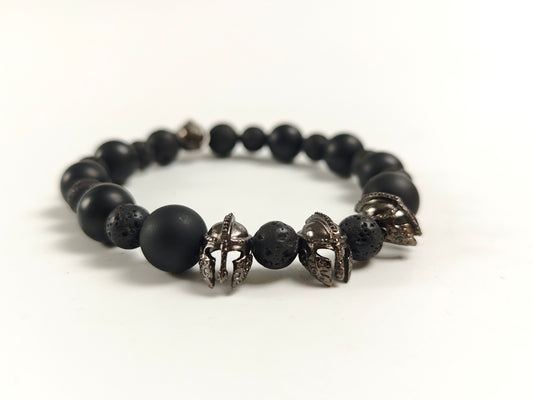 Edelstein-Armband „Shadow Warrior“ – Onyx Matt & Schwarze Lava