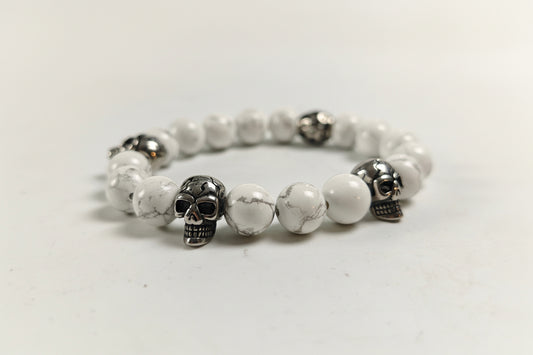 Edelstein-Armband „Pure Howlith Skull“