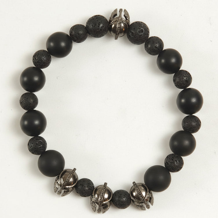 Edelstein-Armband „Shadow Warrior“ – Onyx Matt & Schwarze Lava