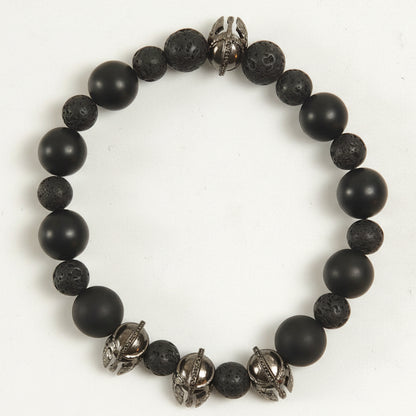Edelstein-Armband „Shadow Warrior“ – Onyx Matt & Schwarze Lava