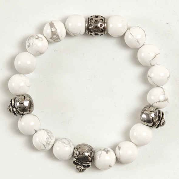 Edelstein-Armband „Pure Howlith Skull“