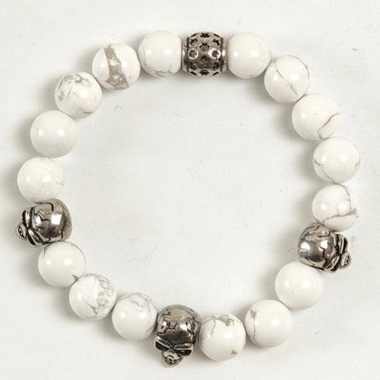 Edelstein-Armband „Pure Howlith Skull“