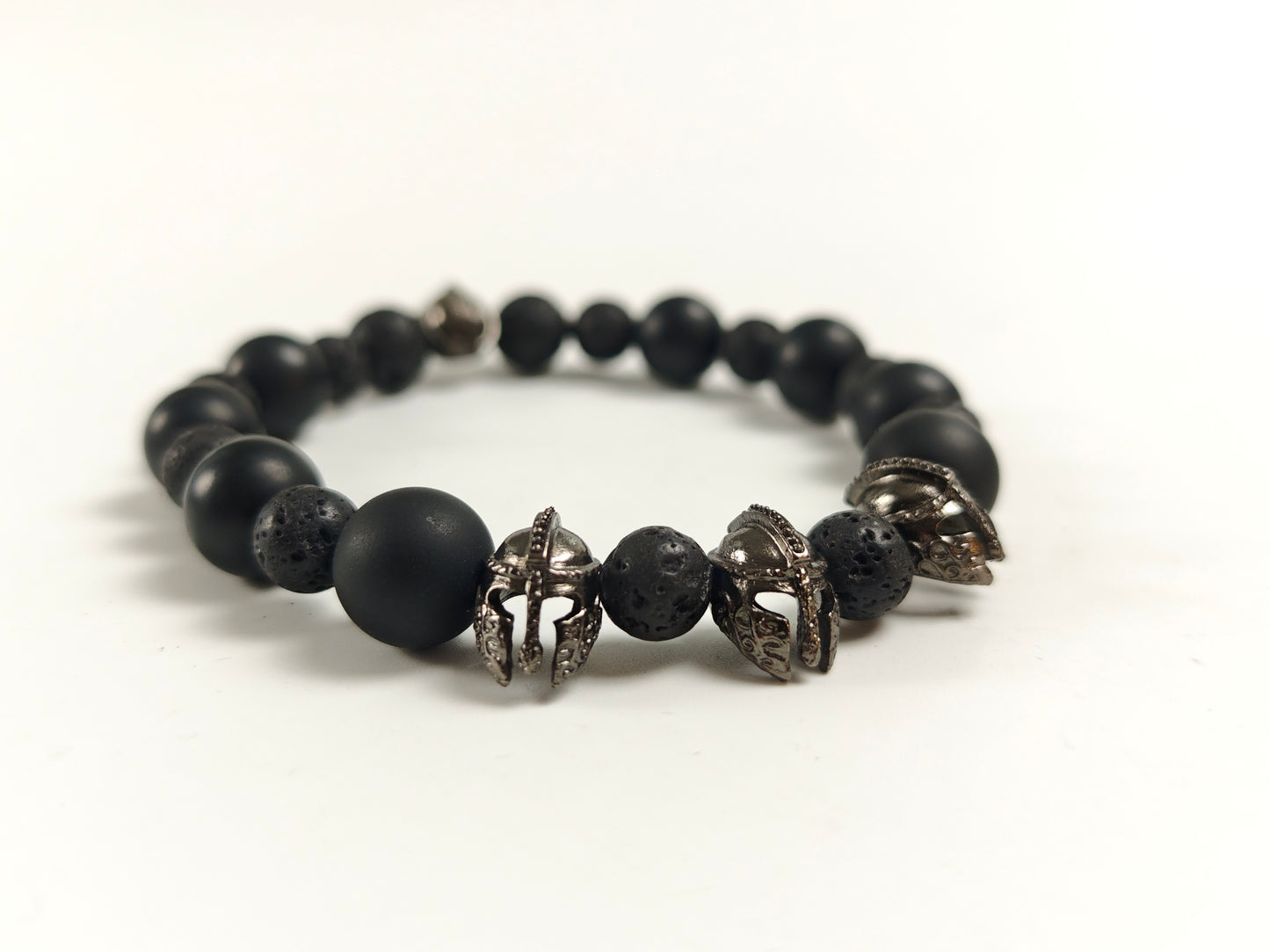 Edelstein-Armband „Shadow Warrior“ – Onyx Matt & Schwarze Lava