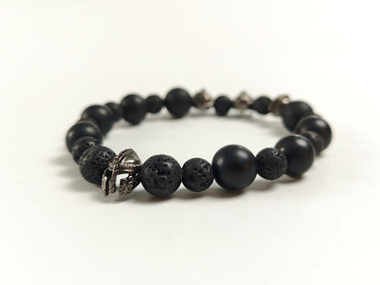 Edelstein-Armband „Shadow Warrior“ – Onyx Matt & Schwarze Lava