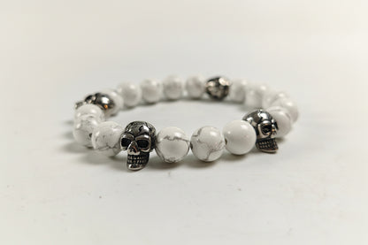 Edelstein-Armband „Pure Howlith Skull“