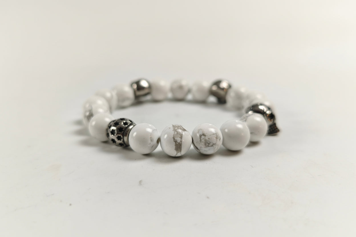 Edelstein-Armband „Pure Howlith Skull“