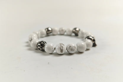 Edelstein-Armband „Pure Howlith Skull“