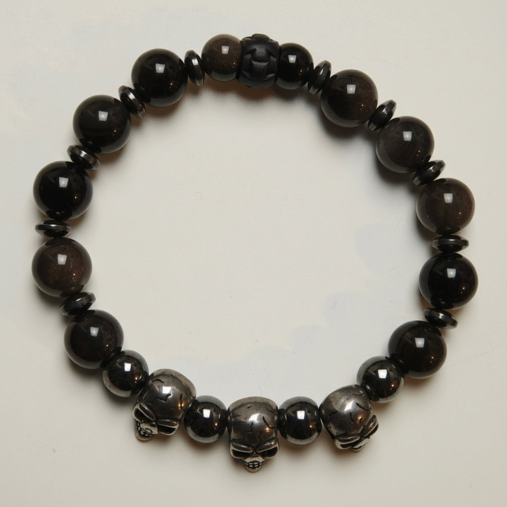 Edelstein-Armband „Steel Guardian“ – Obsidian & Hämatit