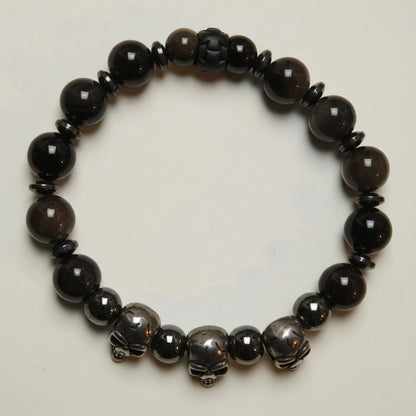 Edelstein-Armband „Steel Guardian“ – Obsidian & Hämatit
