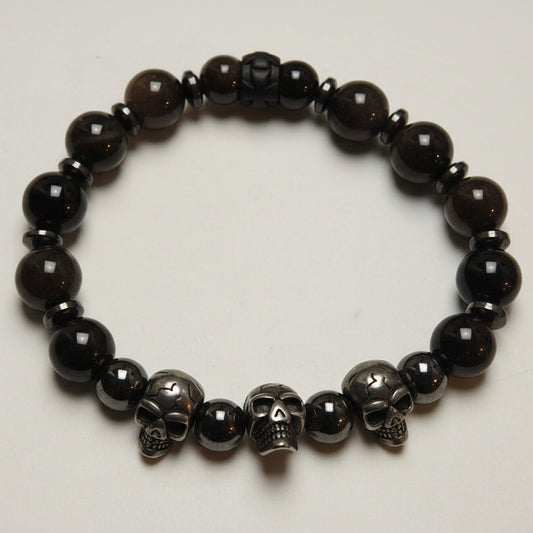 Edelstein-Armband „Steel Guardian“ – Obsidian & Hämatit