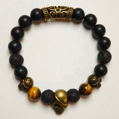 Edelstein-Armband „Earth & Fire“ – Tigerauge & Lavastein
