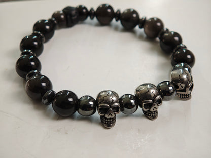 Edelstein-Armband „Steel Guardian“ – Obsidian & Hämatit